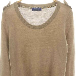 BURBERRY BLUE LABEL ノバチェック ロゴ刺繍 ニット セーター 長袖 38 グレージュ