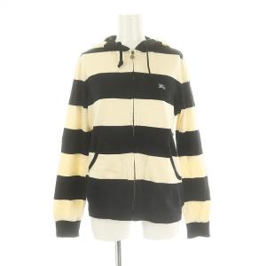 BURBERRY BLUE LABEL セットアップ 上下 ボーダー パーカー ジップアップ ショートパンツ 38 アイボリー 黒 ブラック