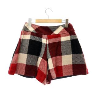 BURBERRY BLUE LABEL チェック ショートパンツ ウール 38 M 赤 レッド 黒 ブラック