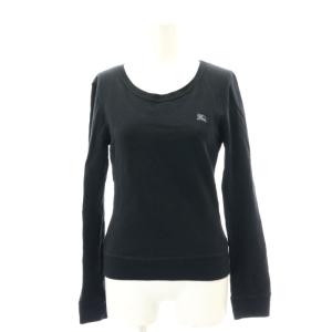 ノバチェック ロゴ刺繍 長袖カットソー プルオーバー 38 M 黒 ブラック