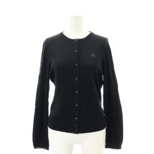 ノバチェック クルーネック カーディガン 長袖 38 M 黒 ブラック