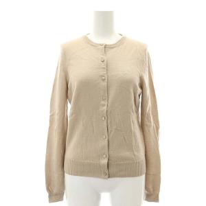 ノバチェック クルーネック カーディガン ウール 38 M ベージュ