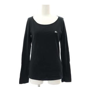 ノバチェック ロゴ刺繍 長袖カットソー プルオーバー 38 M 黒 ブラック