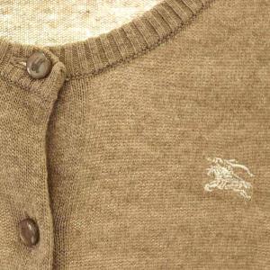 BURBERRY BLUE LABEL ロゴ刺繍 クルーネックカーディガン ニット 長袖 ウール混 カシミヤ混 38 茶 ブラウン