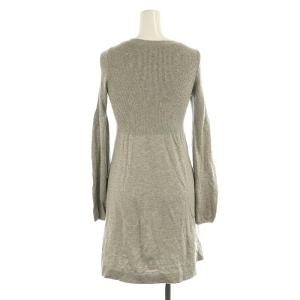 BURBERRY BLUE LABEL ニットワンピース ミニ 長袖 カシミヤ混 38 杢グレー
