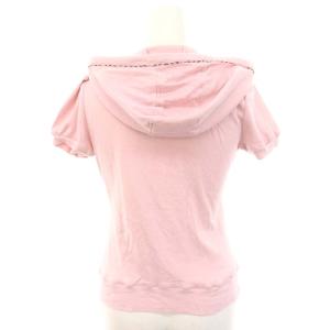 BURBERRY BLUE LABEL パーカー 半袖 ジップアップ コットン 38 ピンク