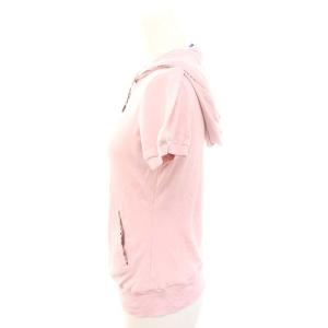 BURBERRY BLUE LABEL パーカー 半袖 ジップアップ コットン 38 ピンク