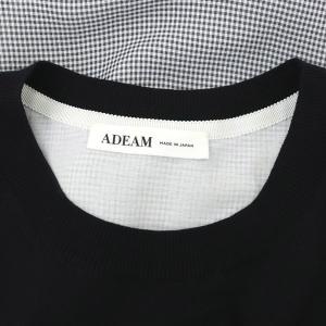 ADEAM イベリスニットトップス カットソー ノースリーブ チェック フリル 切替 S 黒 ブラック 42373