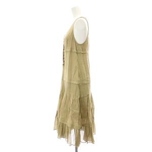 Max Mara リネン ノースリーブ ワンピース ロング シルク 40 M ベージュ