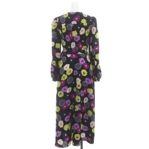 kate spade new york Winter Garden Wrap Dress ラップワンピース ロング 長袖 花柄 2 黒 ブラック マルチカラー NJMUA973