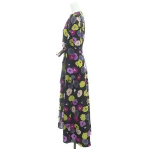 kate spade new york Winter Garden Wrap Dress ラップワンピース ロング 長袖 花柄 2 黒 ブラック マルチカラー NJMUA973