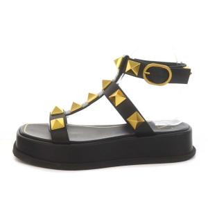 VALENTINO GARAVANI TN X DP 12 ロックスタッズ ストラップ サンダル 37 ブラック