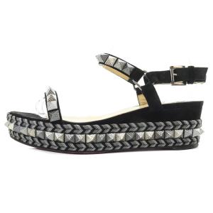 Christian Louboutin PYRACLOU 60 スタッズサンダル  厚底 38 25cm 黒 ブラック