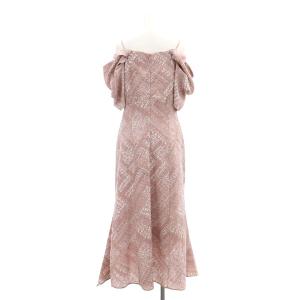 SNIDEL 23SS 2wayデザインプリントワンピース ロング 半袖 ボリュームスリーブ 2 ピンク