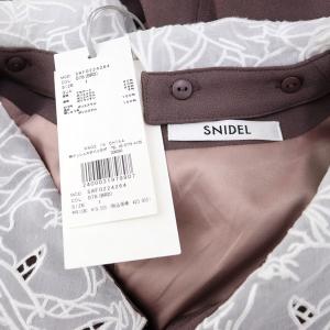 SNIDEL 22AW エンブロイダリーカラーマーメイドワンピース ロング 七分袖 1 ボルドー