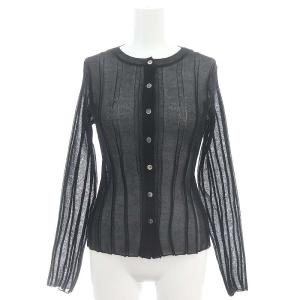 24SS ニットカーディガン 長袖 シアー 黒 ブラック /DO OS