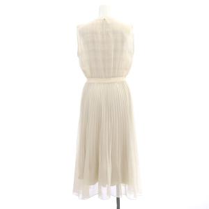 ANAYI 23AW チェックオーガン重ねプリーツワンピース ロング ノースリーブ シフォン 38 ライトベージュ