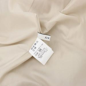 ANAYI 23AW チェックオーガン重ねプリーツワンピース ロング ノースリーブ シフォン 38 ライトベージュ