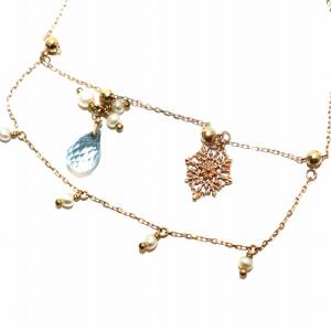 agete 2016 Spring Special K10スライドチャームブレスレット パール イエローゴールド