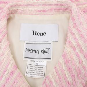 René 20年製 MALHIA KENT ツイードジャケット 七分袖 ショート丈 36 ピンク