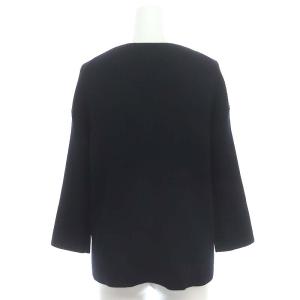 Deuxieme Classe Rib プルオーバー ニット セーター 七分袖 リブ ウール 紺 ネイビー