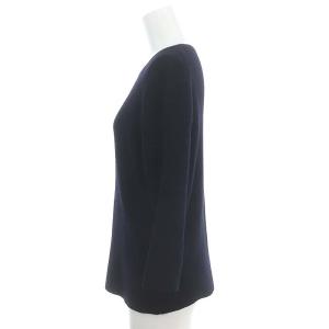 Deuxieme Classe Rib プルオーバー ニット セーター 七分袖 リブ ウール 紺 ネイビー