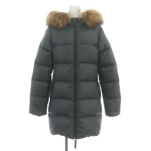 KAPPA ダウンコート ミドル丈 アウター ラクーンファー 38 グレー /MI OS