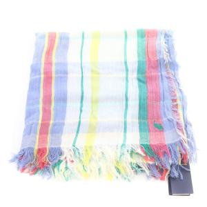 POLO RALPH LAUREN チェック柄 コットンストール フリンジ 水色 ブルー