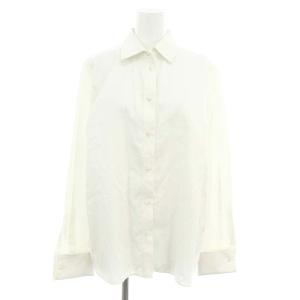 M刺繍 長袖シャツ シルク混 42 白 ホワイト