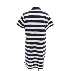 POLO RALPH LAUREN ボーダー ポニー ポロワンピース 膝丈 半袖 鹿の子 L 紺 白 ネイビー ホワイト