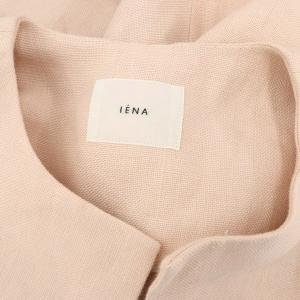 IENA 20SS LINEN ノーカラーロングコート リネン ベルト付 38 ピンク