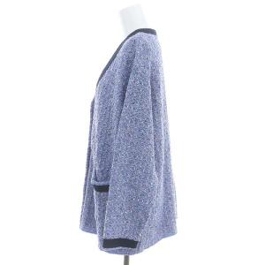 JOURNAL STANDARD 22SS TWEEDY KNIT ジャケット ニット ノーカラー 金ボタン ライトブルー 濃紺 マルチカラー