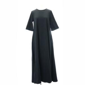 24AW & ハーフスリーブテントドレス ワンピース ロング マキシ丈 五分袖 黒 ブラック /MI OS