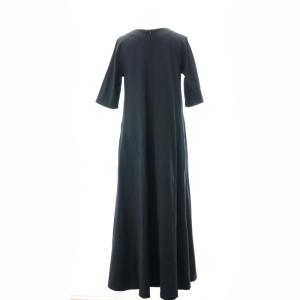 NOBLE 24AW & ハーフスリーブテントドレス ワンピース ロング マキシ丈 五分袖 黒 ブラック /MI OS