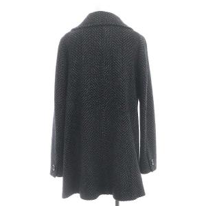 Max Mara ウール ヘリンボーン柄 Pコート ダブル 42 黒 ブラック