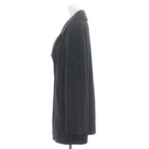 Max Mara ウール ヘリンボーン柄 Pコート ダブル 42 黒 ブラック