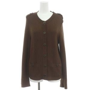 ニットカーディガン 長袖 ウール混 2 茶 ブラウン