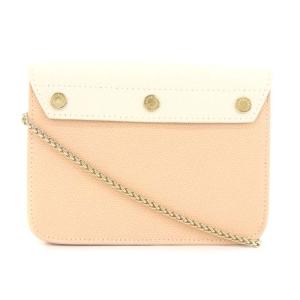 FURLA メトロポリス レザー バイカラー ショルダーバッグ ポシェット チェーン ライトピンク 白 ホワイト