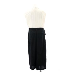 CLANE 24SS 2WAY ADJUST ドッキングワンピース ロング ノースリーブ 切替 リネン混 2 黒 ブラック