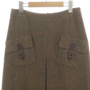 グレンチェック柄ロングスカート セミフレアスカート 台形 アンゴラ混