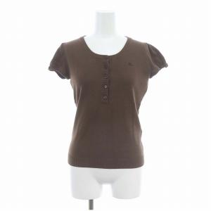 ショートスリーブニット カットソー 半袖 パフスリーブ 38 茶色 ブラウン