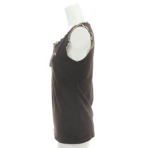BURBERRY BLUE LABEL ノバチェック フリル タンクトップ ロゴ 38 M 茶 ブラウン