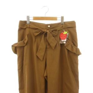 franche lippée フリルパンツ ワイド タック 3L 茶 ブラウン
