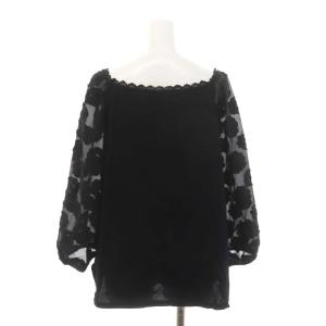 franche lippée マカロニスリーブプルオーバー ブラウス 七分袖 シアー シースルー 3L 黒 ブラック