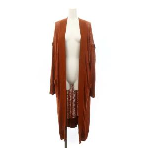 リネンブレンド スリット ロングカーディガン 長袖 前開きトッパー XS オレンジ /AT OS SH