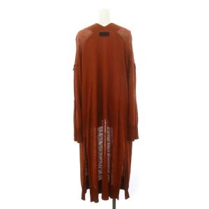 DIESEL リネンブレンド スリット ロングカーディガン 長袖 前開きトッパー XS オレンジ /AT OS SH