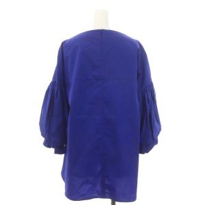 ENFOLD ソフトタイプライターバルーンスリーブブラウス 七分袖 チュニック丈 オーバーサイズ 36 S 青 ブルー