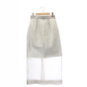 24SS シアーレイヤードメタリックスカート ロング 膝丈 タイト 02 グレー シルバー色 /MI OS