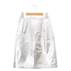 ELENDEEK 24SS シアーレイヤードメタリックスカート ロング 膝丈 タイト 02 グレー シルバー色 /MI OS