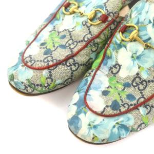 GUCCI GGブルームスプリンスタウンサンダル ラウンドトゥ フラット 総柄 花 ゴールド金具 37 24.0cm